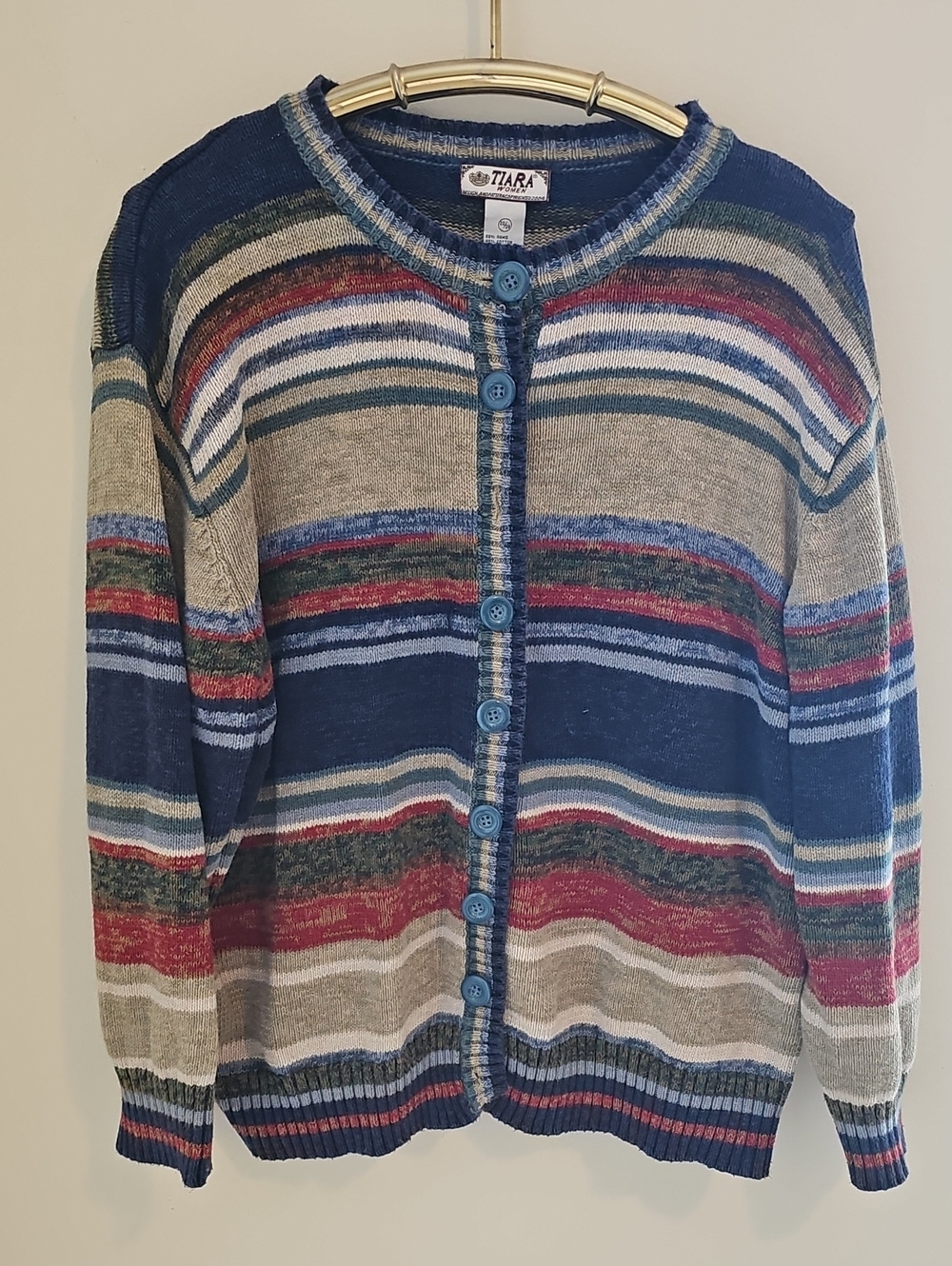 Tiara Multicolor Striped Button-Up Cardigan